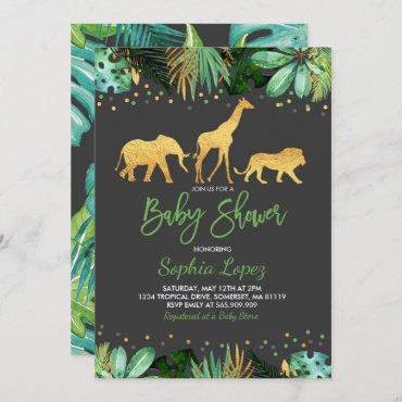Jungle Baby Shower Invitation Tropical Baby Shower