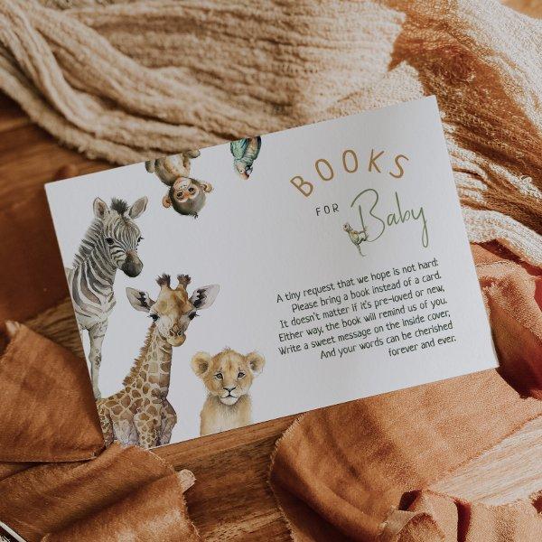 Jungle Safari Animals Baby Shower Books For Baby Enclosure Card