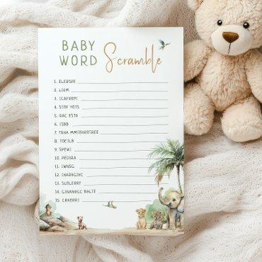 Jungle Safari Animals Baby Word Scramble Game Card