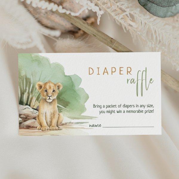 Jungle Safari Lion Baby Shower Diaper Raffle Enclosure Card