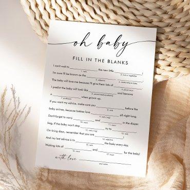 KAIA Baby Shower Libs, Fill in the Blank Game