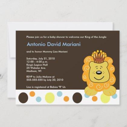 King of the Jungle Lion 5x7 Baby Shower Invitation