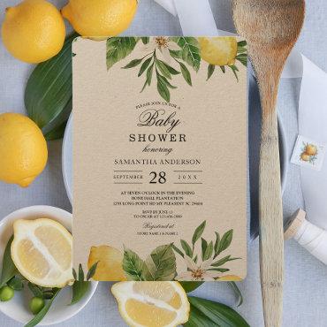 Kraft Watercolor Yellow Lemons & Leaf