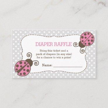 Ladybug Baby Shower Diaper Raffle Ticket Pink Grey Enclosure Card