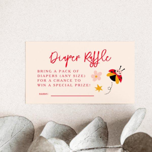 Ladybug Floral Diaper Raffle Ticket  Enclosure Card