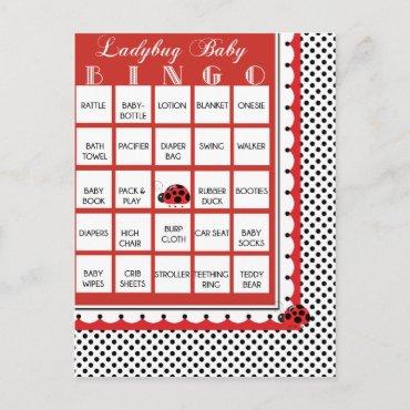 Ladybug Polkadots Baby Shower Bingo Card 3