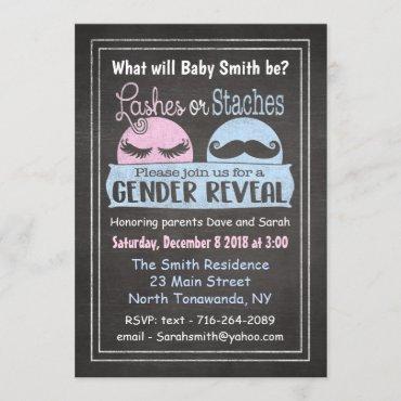 Lashes or Staches gender reveal