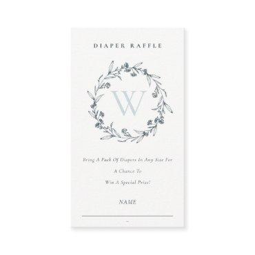 Laurel Wreath Monogram Diaper Raffle Baby Shower Enclosure Card