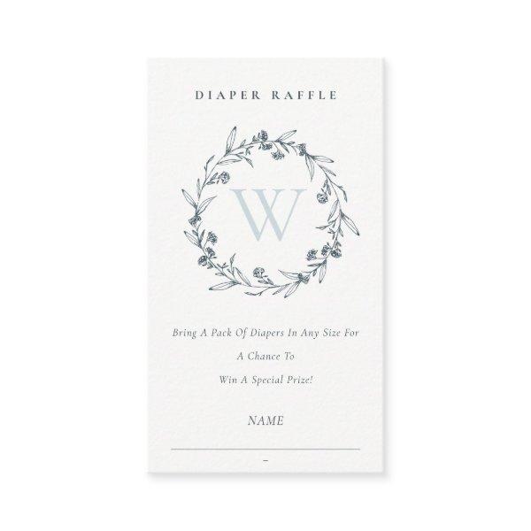Laurel Wreath Monogram Diaper Raffle Baby Shower Enclosure Card