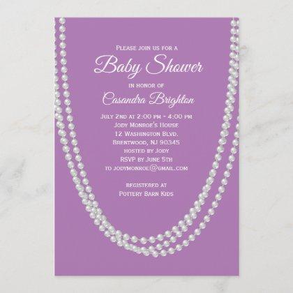 Lavender and Pearls Baby Shower Invitation