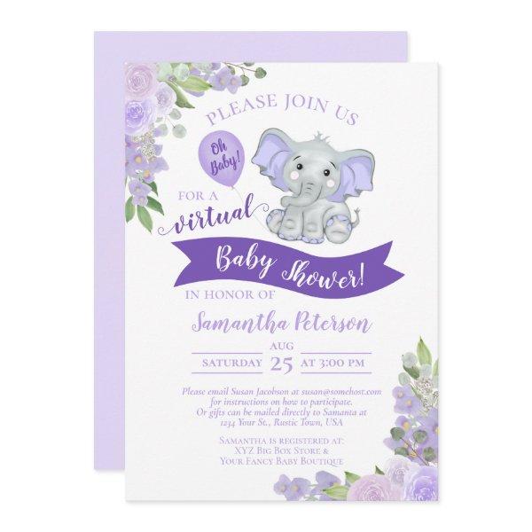 Lavender Elephant & Floral Virtual
