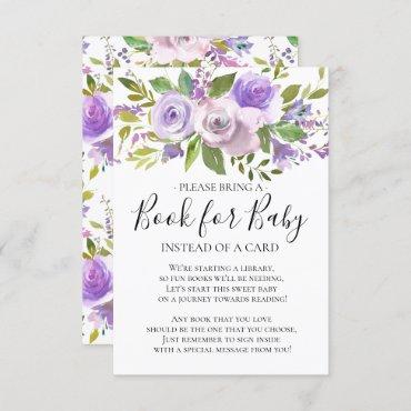 Lavender Floral Baby Shower Book for Baby Invitation