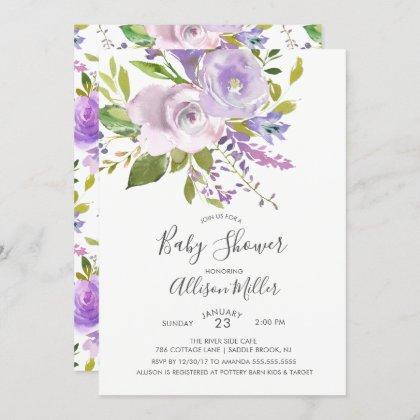 Lavender Floral Baby Shower Invitation