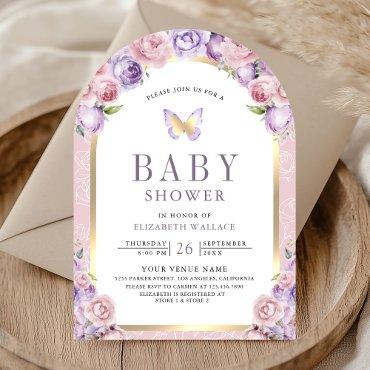 Lavender Pink Floral Arch Butterfly