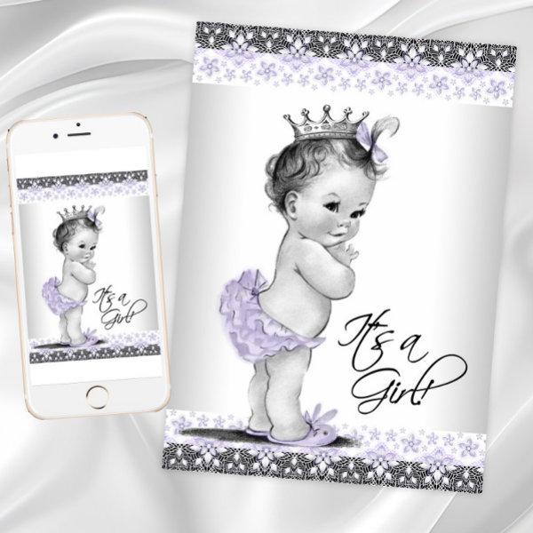 Lavender Purple and Gray Vintage Baby Girl Shower