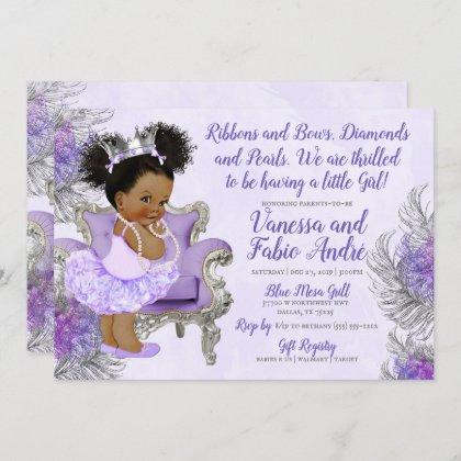 Lavender Silver Princess Baby Shower Invitation