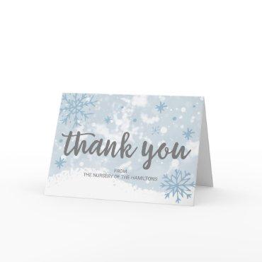 Lavender Snowflakes Winter Baby Shower Thank You C Card
