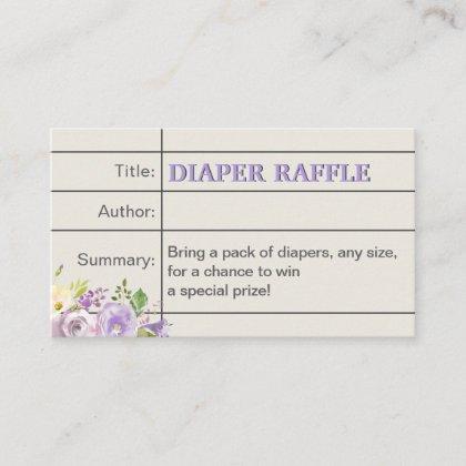 Lavender Storybook Baby Girl Shower Diaper Raffle Enclosure Card