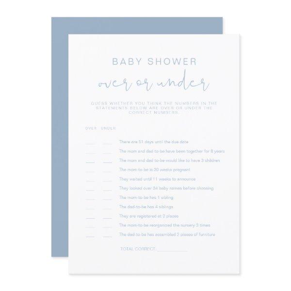 LEAH Pastel Blue Over Under Baby Shower Game