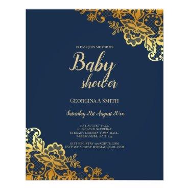 LEAHG BUDGET GOLD LACE BABY SHOWER INVITE FLYER
