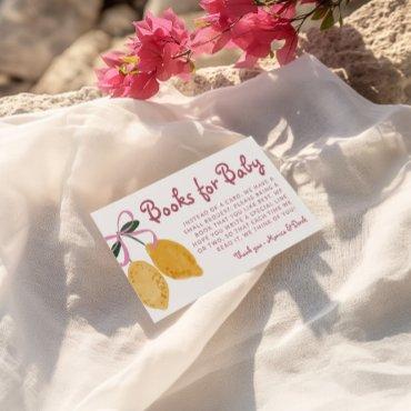 Lemon Girls Books For Baby Shower Baby Library Enclosure Card