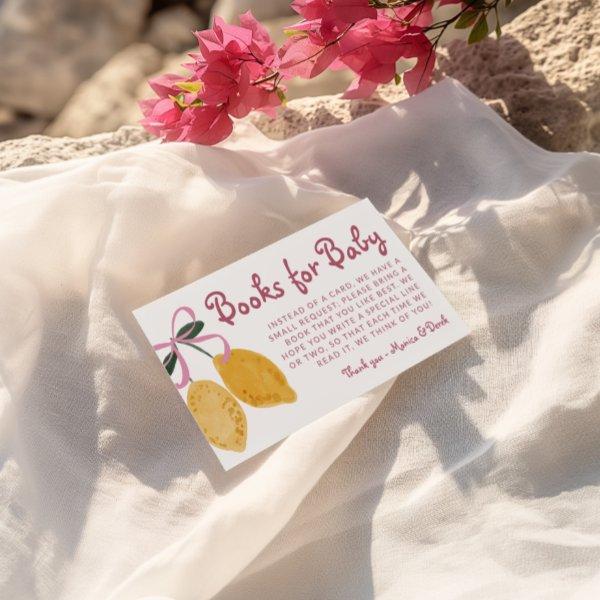 Lemon Girls Books For Baby Shower Baby Library Enclosure Card