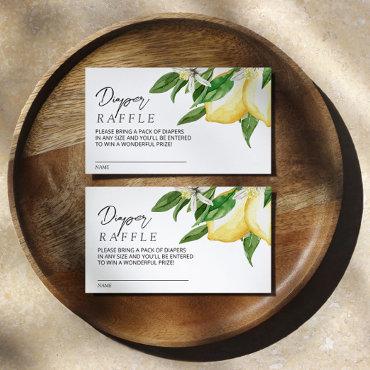 Lemon Greenery Baby Diaper Raffle Enclosure Card
