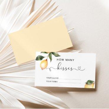 Lemon guess how many kisses bridal game enclosure card