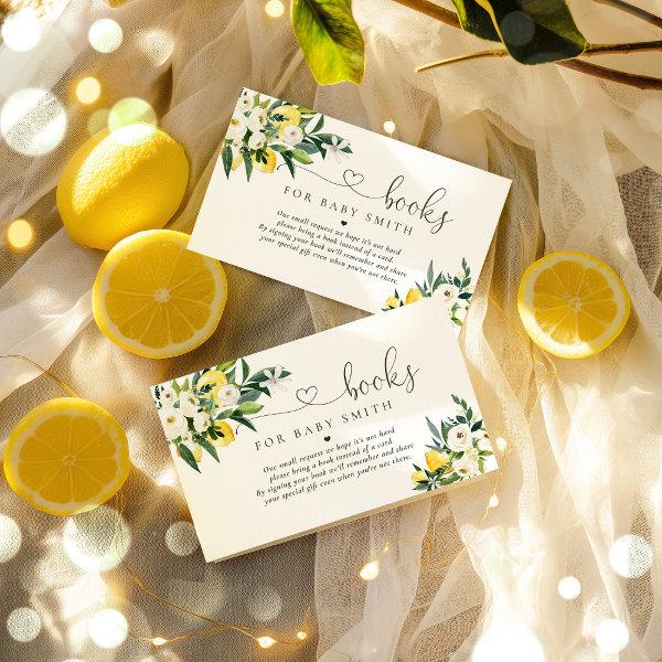 Lemon Mediterranean Baby Shower Book Request Enclosure Card