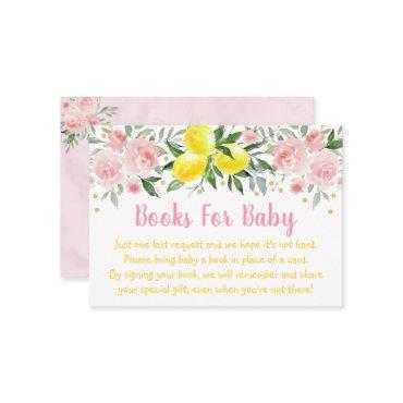 Lemonade Pink Gold Floral Baby Shower Book Request Enclosure Card