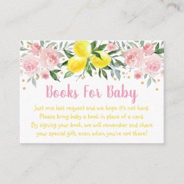 Lemonade Pink Gold Floral Baby Shower Book Request Enclosure Card