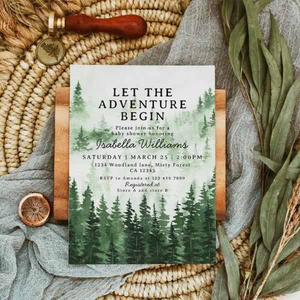 Let The Adventure Begin Rustic Forest Baby Shower