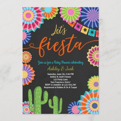 Let's Fiesta Baby Shower invitation Mexican Cactus