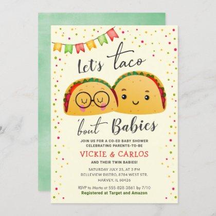 Let's Taco Bout Babies Co-ed Twin Baby Shower Invitation