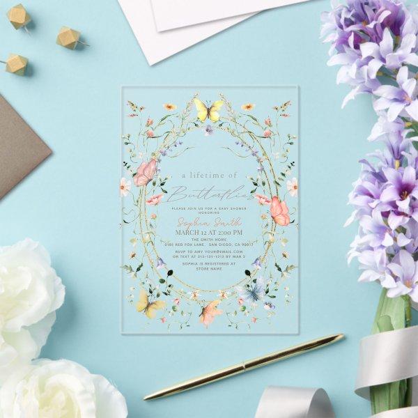 Lifetime of Butterflies Wildflower Baby Shower Acrylic