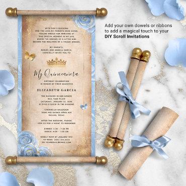 Light Baby Blue Gold Quince DIY Scroll