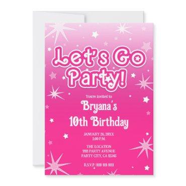 Light & Hot Pink Sparkle Stars Let's Go Party