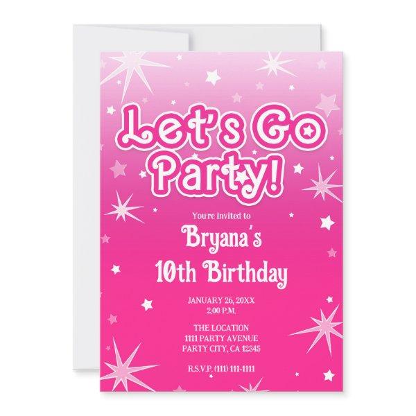 Light & Hot Pink Sparkle Stars Let's Go Party