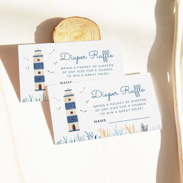Lighthouse Under The Sea Baby Shower Diaper  Enclosure Card