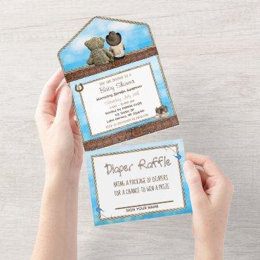 Lil Cowboy Rustic Boy's Baby Shower All In One  All In One Invitation