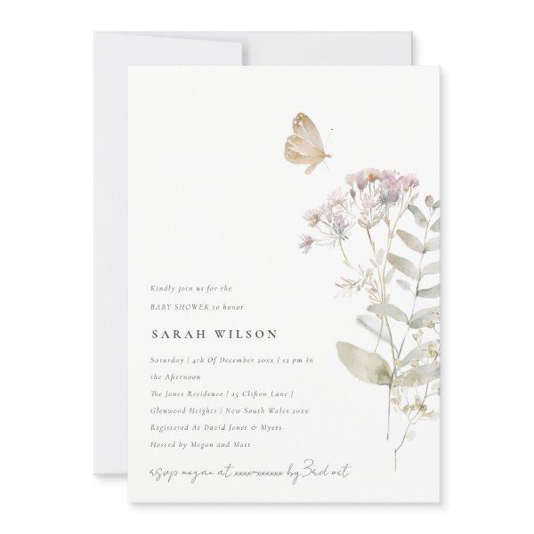 Lilac Boho Wildflower Fern Botanical