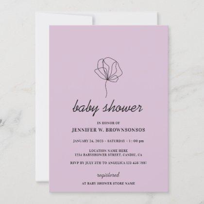 Lilac Botanical Simple Boho Baby Shower Invitation