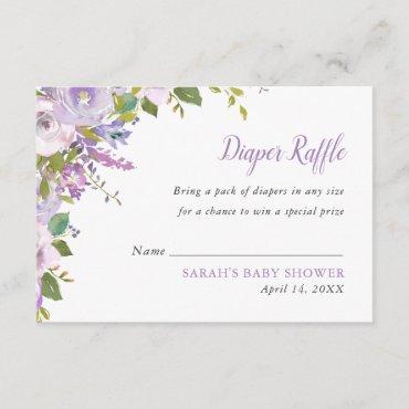 Lilac Floral Baby Shower Diaper Raffle Card