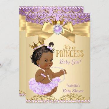 Lilac Gold Ballerina Princess Baby Shower Ethnic