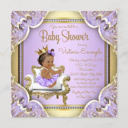 Lilac Gold Ethnic Princess Baby Shower Invitations
