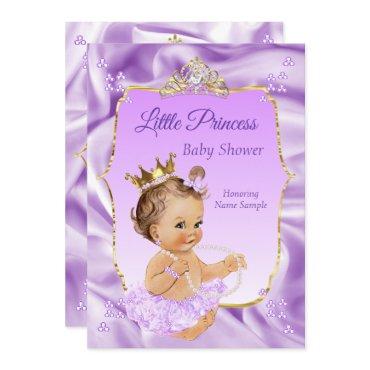 Lilac Gold Princess Baby Shower Girl brunette
