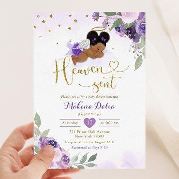 Lilac Purple Afro African Baby Heaven Sent Shower