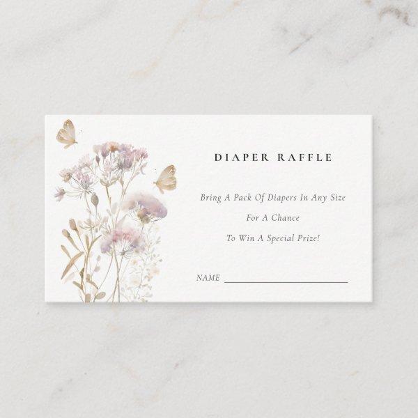 Lilac Wildflower Foliage Diaper Raffle Baby Shower Enclosure Card