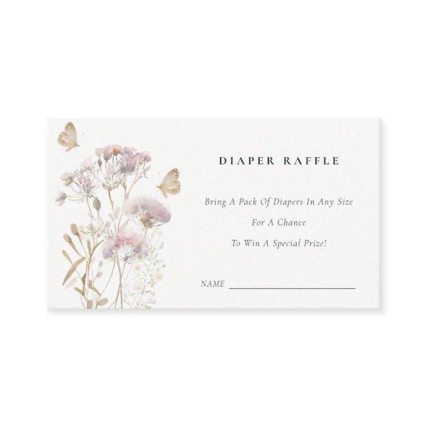 Lilac Wildflower Foliage Diaper Raffle Baby Shower Enclosure Card