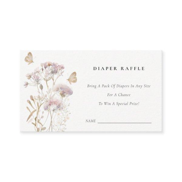 Lilac Wildflower Foliage Diaper Raffle Baby Shower Enclosure Card